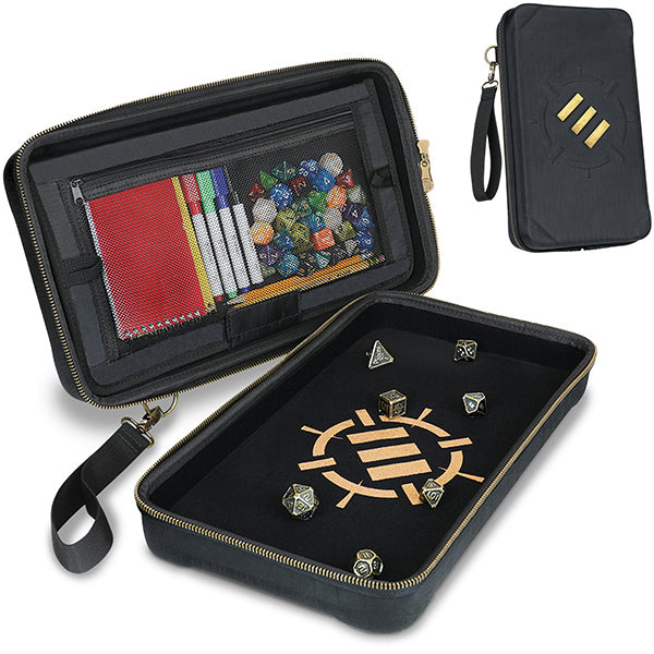 Tabletop RPGs Community Dice Organizer Case & XL Rolling Tray- Black