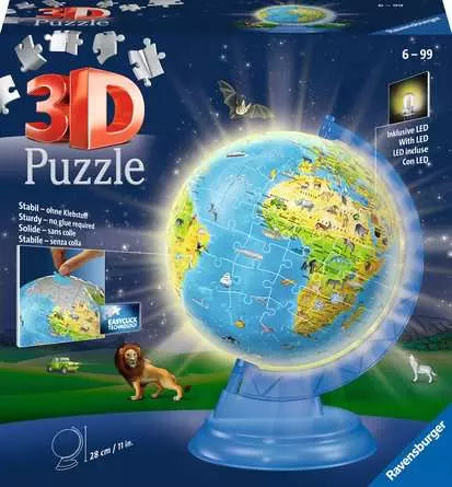 3D Puzzle Ball Children’s Globe - Night Stand - 180 Pieces