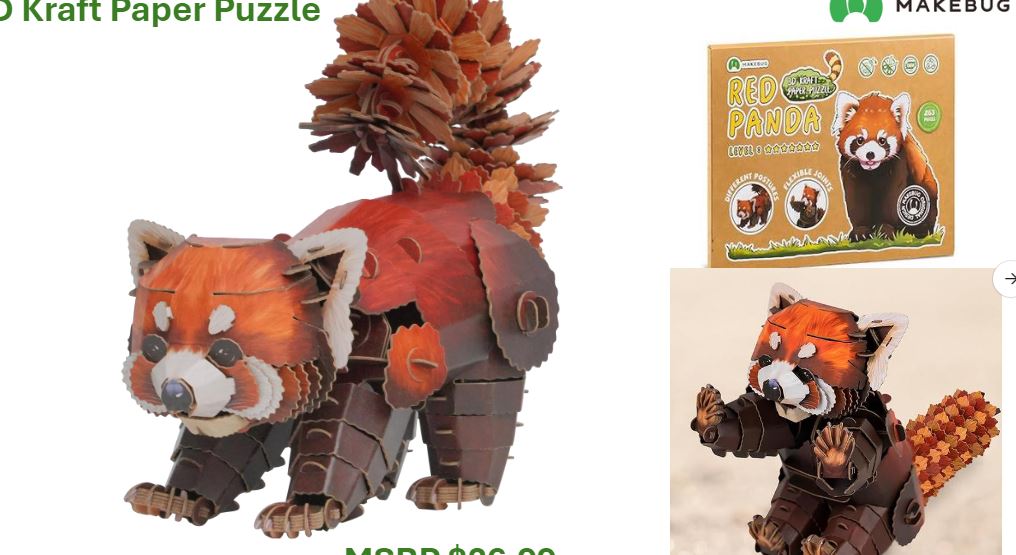 Red Panda 3D Kraft Paper Puzzle