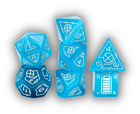 Level Up Dice - Power Up - Light Blue Tiger's Eye (7ct Polyhedral Set)