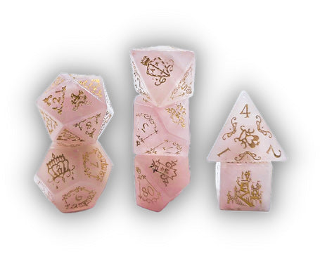 Level Up Dice - Royalty - Rose Quartz (7ct Polyhedral Set)