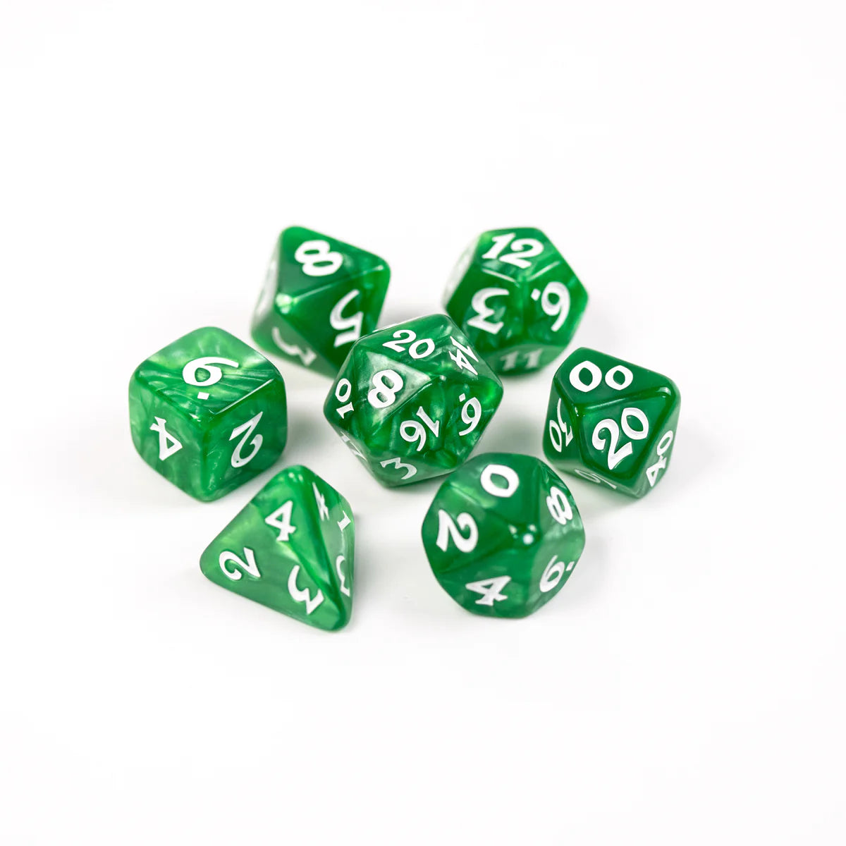 7pc RPG set - Elessia Essentials - Green with White