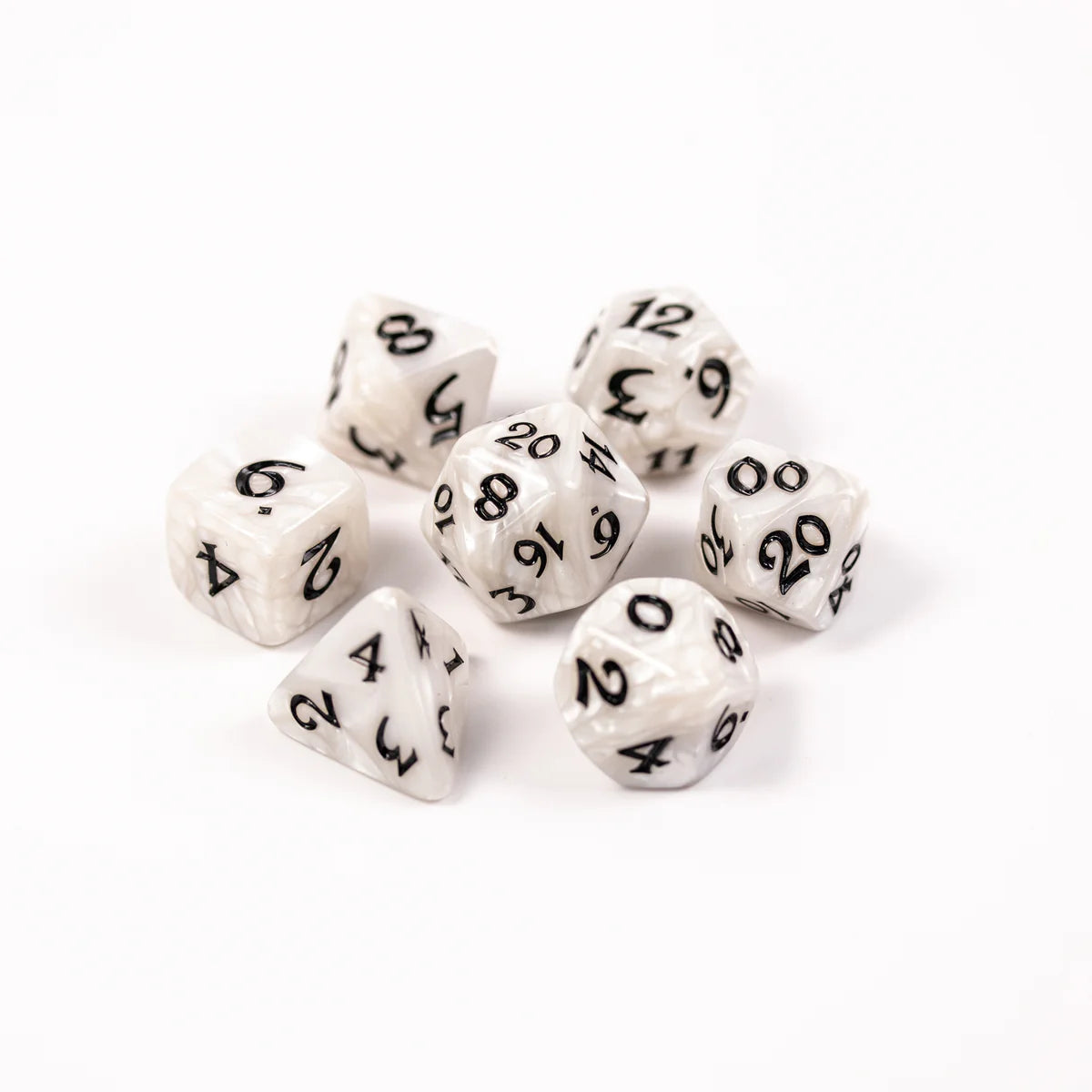 7pc RPG Set - Elessia Essentials - White with Black