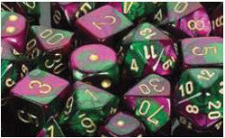 7 Die Set - Gemini Green-Purple With Gold - Boardlandia