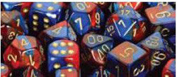 D6 -- 16Mm Gemini Dice, Blue-Red/Gold; 12Ct - Boardlandia