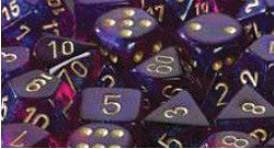 D10 Borealis Dice, Royal Purple/Gold, 10Ct - Boardlandia