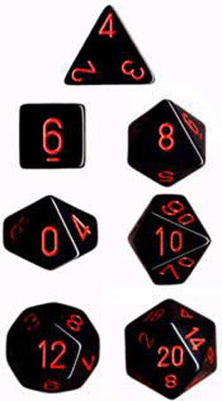 7 Die Set - Black With Red - Boardlandia