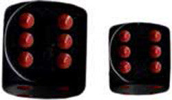 D6 -- 12Mm Opaque Dice, Black/Red, 36Ct - Boardlandia