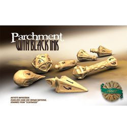 Polyhero Dice: Wizard Set - Parchment With Black Ink - Boardlandia