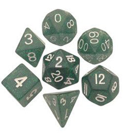 Dice Set - 7 Count 16Mm Green Ethereal Glitter - Boardlandia